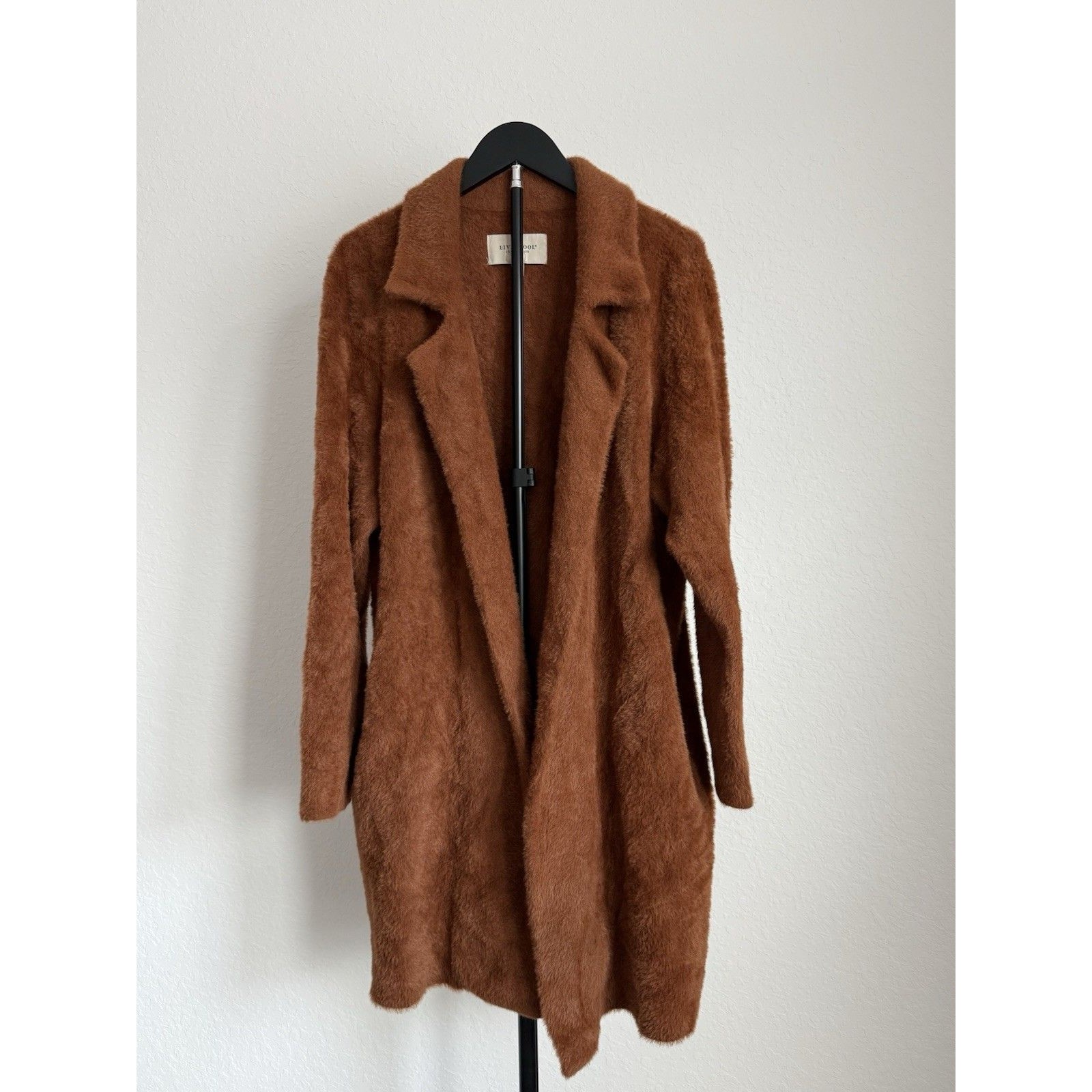 Liverpool Los Angeles Womens Plush Teddy Coat Large Faux Fur Brown Casual Chic
